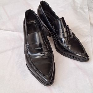 All Saints Black Leather Loafers